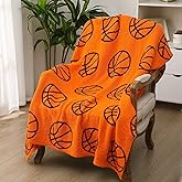 Remagr Basketball Blanket Basketball Senior Night Gifts for Sport Lover Cute Soft Cozy Fluffy Microfiber Throw Basket Ball Blanket for Living Room Sofa Bed, 60 x 50 Inches
