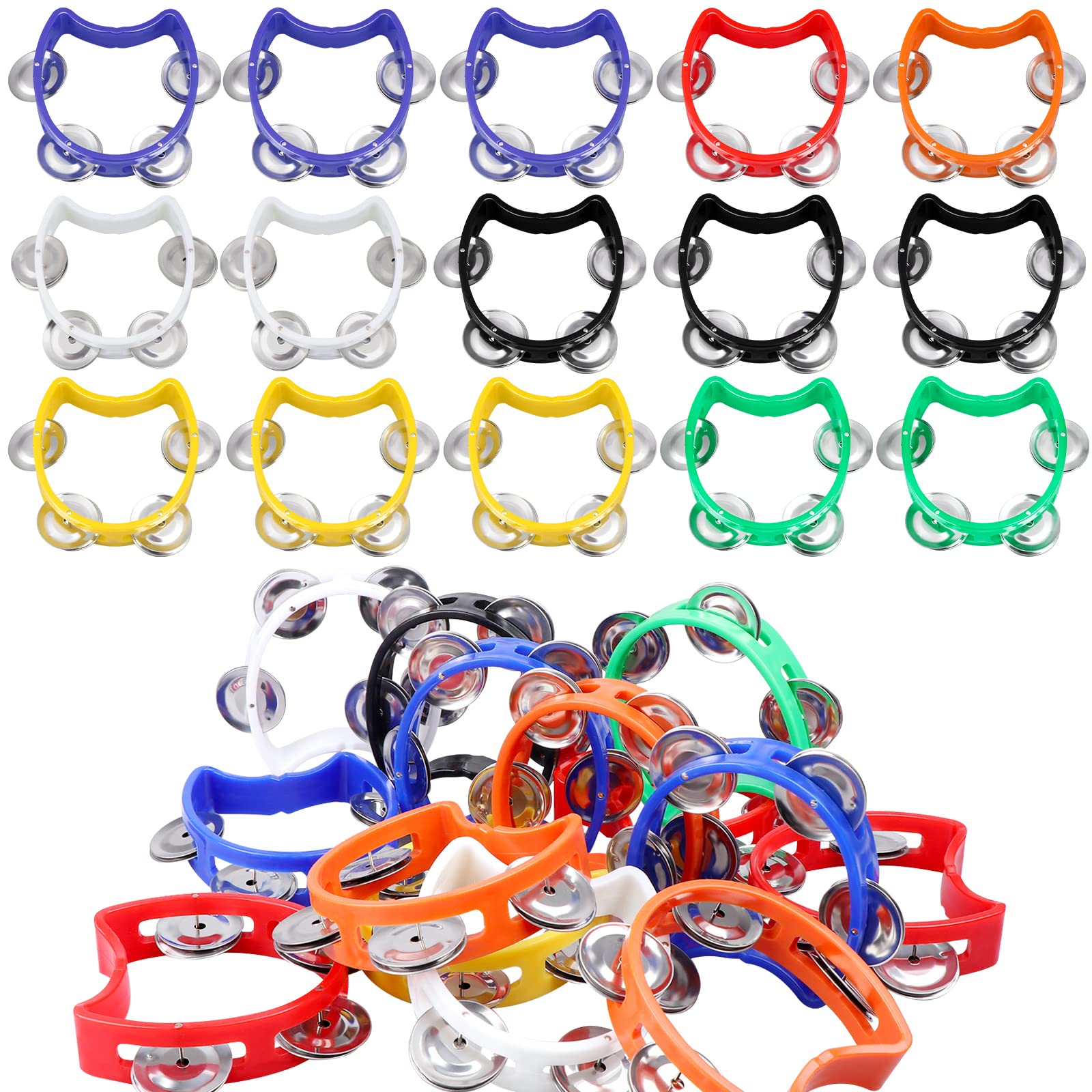 Half Moon Tambourine 30 PCS Tambourine with Bells Plastic Tambourines for Children Hand Held Baby Tambourine with 4 Bells Percussion Instruments for Adults, Kids, Toddlers Home School Party Uses