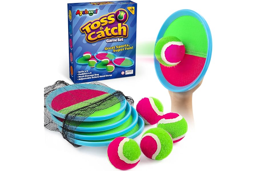 Ayeboovi Toss and Catch Ball Game Outdoor Toys for Kids Yard Games Beach Toys Outside Games for 3 4 5 6 7 8 9 10 Year Old Boys Girls (Upgraded)