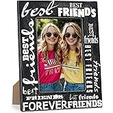 Yhtmbf Best Friends Forever Wooden Photo Frame For 4" x 6" Picture - Farmhouse Tabletop Picture Frame With Stand For Home Office Decoration - Friendship Gift For Friends,BFF(Black) - A03
