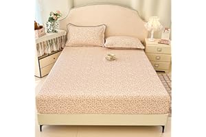 Lightweight Fitted Sheet Soft Cotton Bed Sheets with Deep Pocket 30cm, Single Double Queen King Bedding Bed Sheet, Mattress C