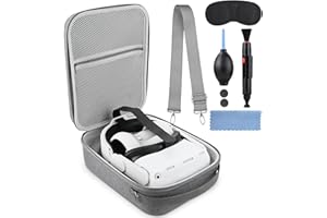 F FREEQUEEN LOVE LIFE Carrying Case for Oculus Quest 2, Travel Hard Case for Meta Quest 2 Accessories, Fits Official Elite Strap, VR Headset, Touch Controllers, VR Goggles Case with Shoulder Strap Lens Pad Cleaning Kit