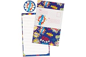 iscream Pack of 8 Fold-over Ready to Send Note Cards - Superhero Comic