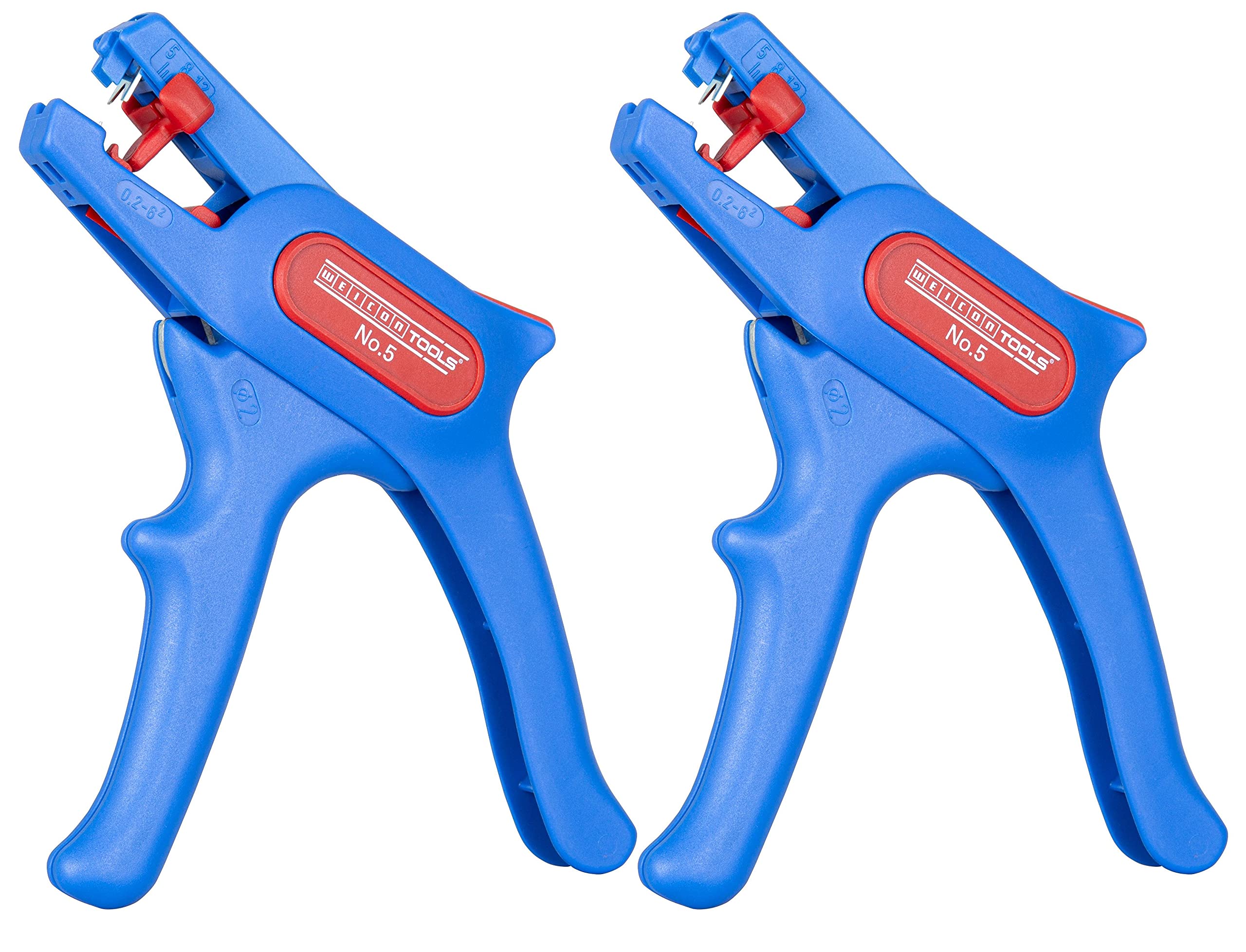 WEICON Automatic Wire Stripping Tool No. 5 | 2-Pack | Wire Stripper Adjustable 0.2-6.0 mm² (24-10 AWG) | Wire Stripping Pliers with Side Cutter up to 2.0 mm | Stripping of Round Cables |TÜV | — image 1