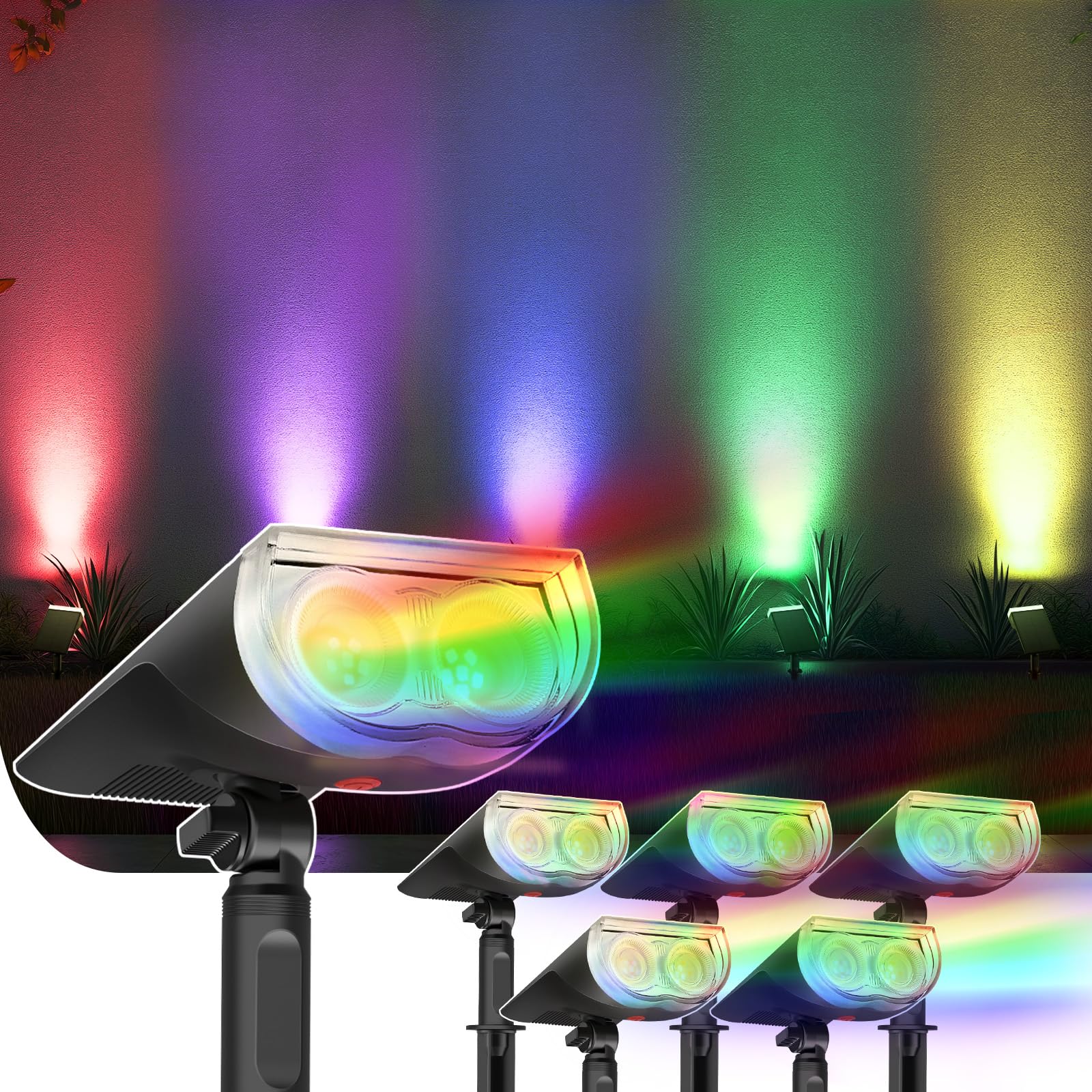 Photo 1 of Linkind Halloween Solar Lights Outdoor StarRayS, Halloween Decorations Color Changing Solar Spot Lights, IP67 Waterproof for Landscape Garden Pathway Walkway (Multicolor, 6 Pack)