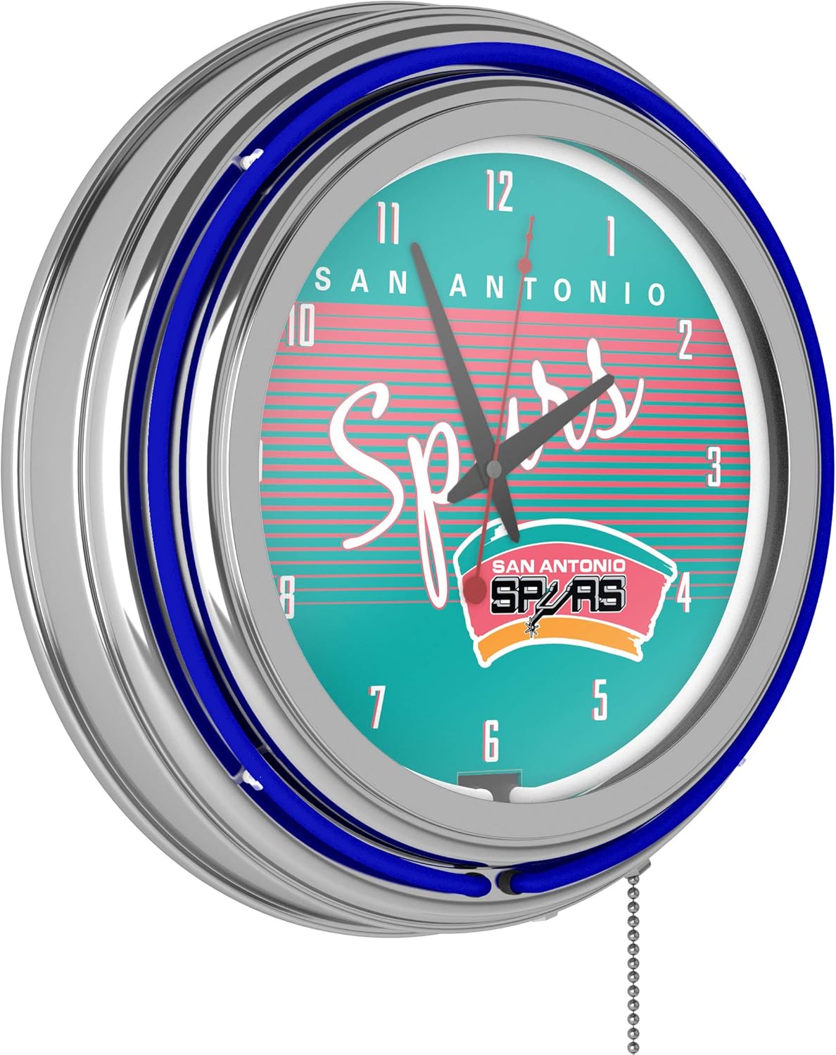 San Antonio Spurs Hardwood Classics NBA Chrome Neon Clock