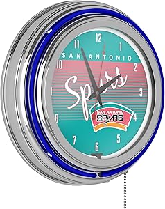 San Antonio Spurs Hardwood Classics NBA Chrome Neon Clock
