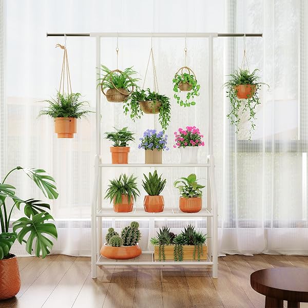 LINCORDOR PLANT STAND INDOOR OUTDOOR, 3-TIER HEAVY DUTY METAL HANGING PLANT SHELF, 61” TALL LARGE PLANT HOLDER RACK FOR MULTIPLE BIG POTS, FLOWER STAND FOR LIVING ROOM, GARDEN, BALCONY, BLACK