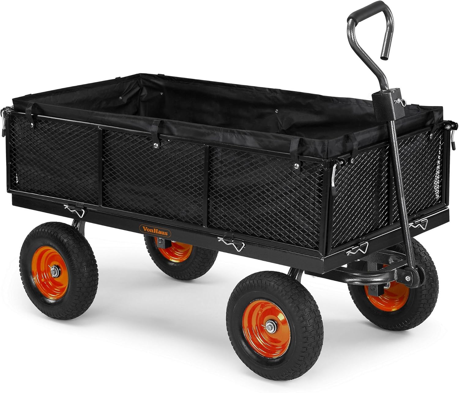 VonHaus Mesh Garden Cart with Lining Heavy Duty 4 Wheeled Garden DIY