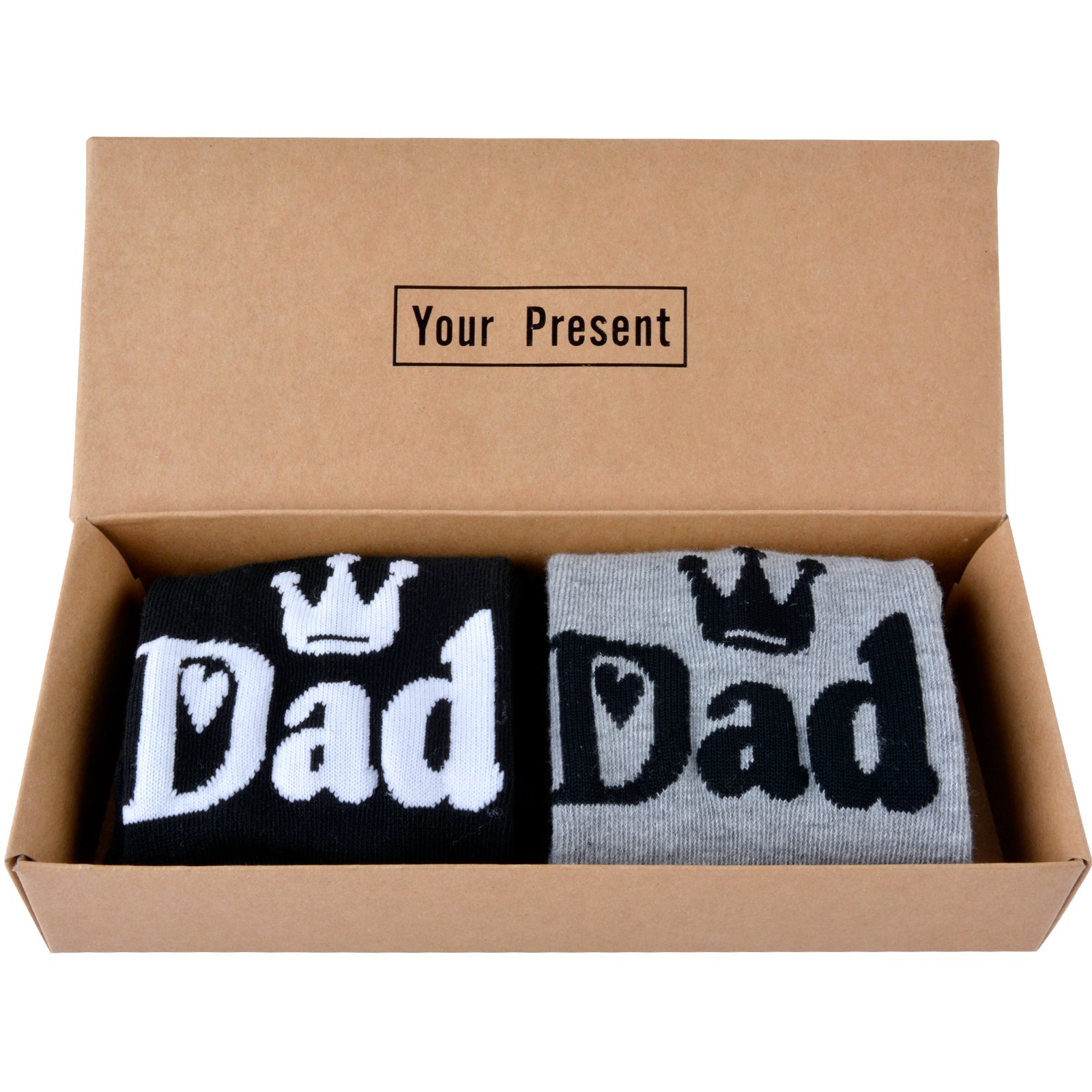 Aniwon 2 Pair Novelty Crew Socks Father\'s Day Birthday Funny Cotton Socks for Men with Gift Box