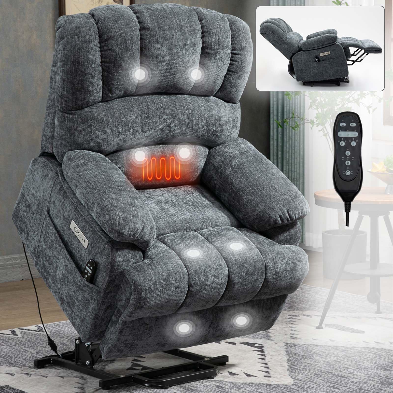 View 1 of ***MISSING BASE*** power massage heated recliner chair, model number SF-L8270-V2-GY