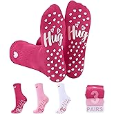Geyoga 3 Pairs Valentines Pilate Socks for Women Valentine's Day Gifts for Her Heart Nonslip Gripper Yoga Workout Barre Socks