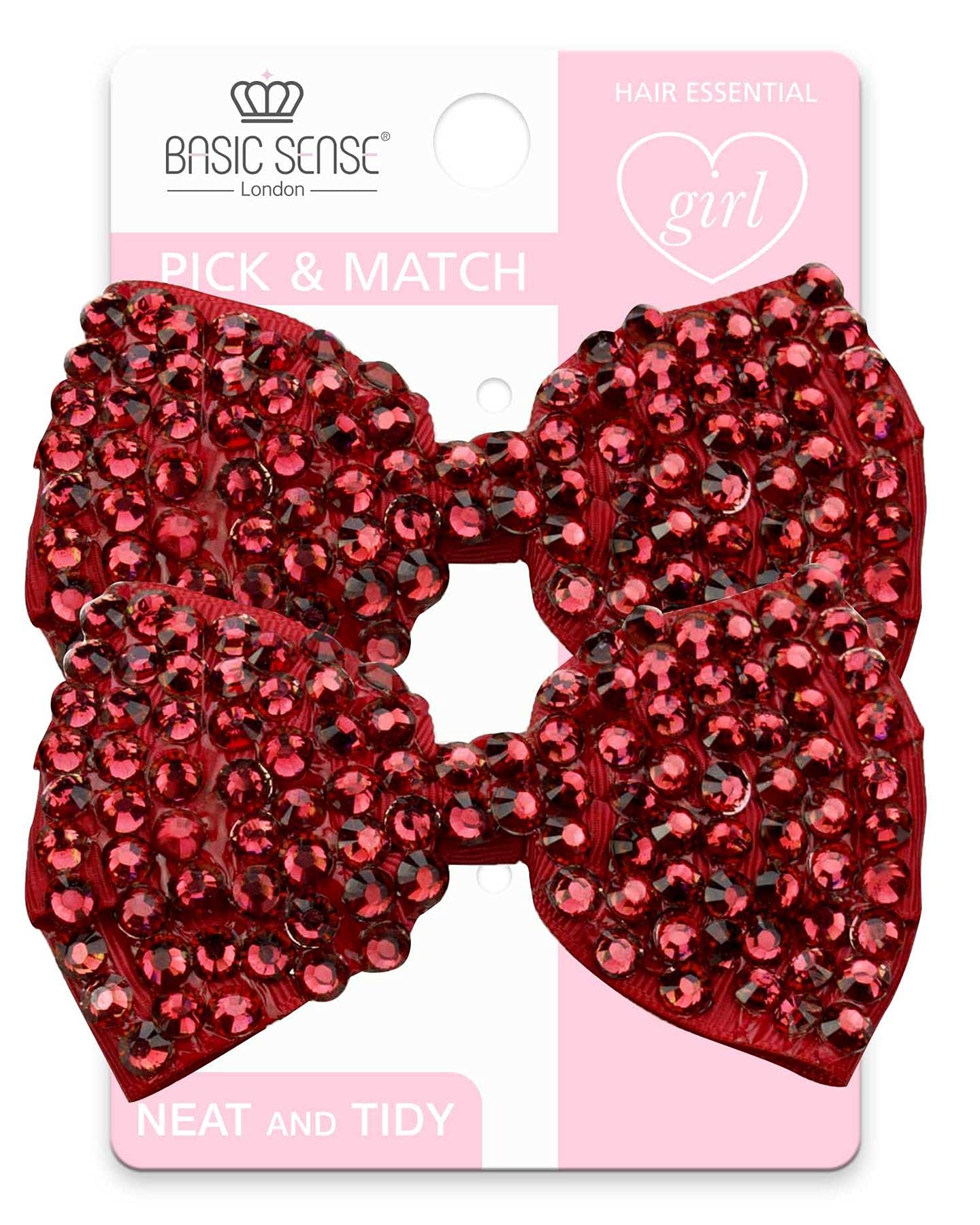Rhinestone Hair Clips for Girls, Glitter Hair Bow Clip, Hair Accessories, A pack of 2pcs, Red