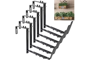 WEKIS Window Box Brackets For Planter Box, 6 Packs Deck Planter Brackets For Flower Hanging Box, Heavy Duty Adjustable Railing Planter Box Brackets (6” to 12.5”) For Universal Window Planter Boxes
