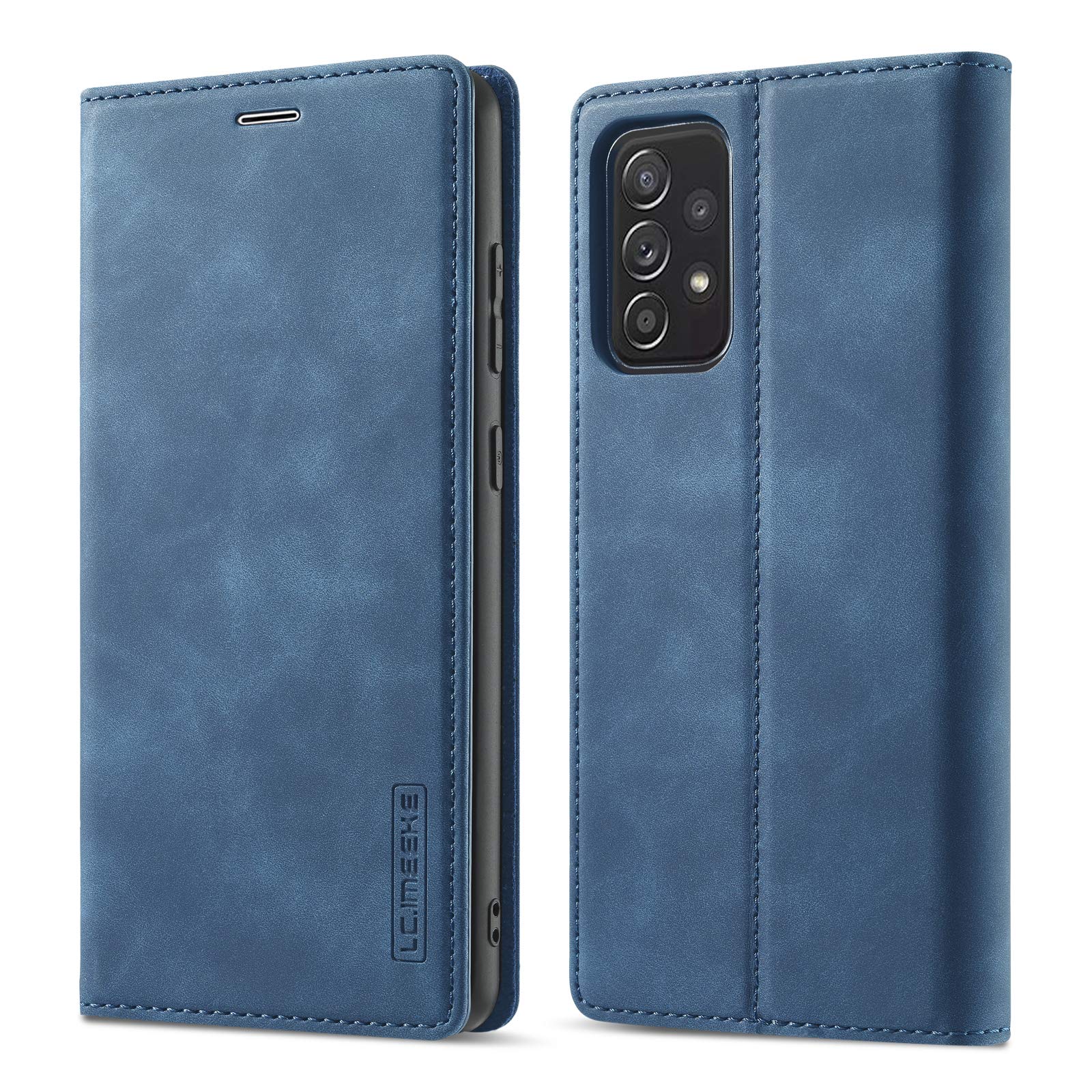 QLTYPRI Case for Samsung Galaxy A52 4G/5G/A52S 5G, Vintage Matte Leather Wallet Case Card Slot Kickstand Magnetic Shockproof Flip Folio Book Case Cover for Samsung Galaxy A52 4G/5G/A52S 5G - Blue — image 1