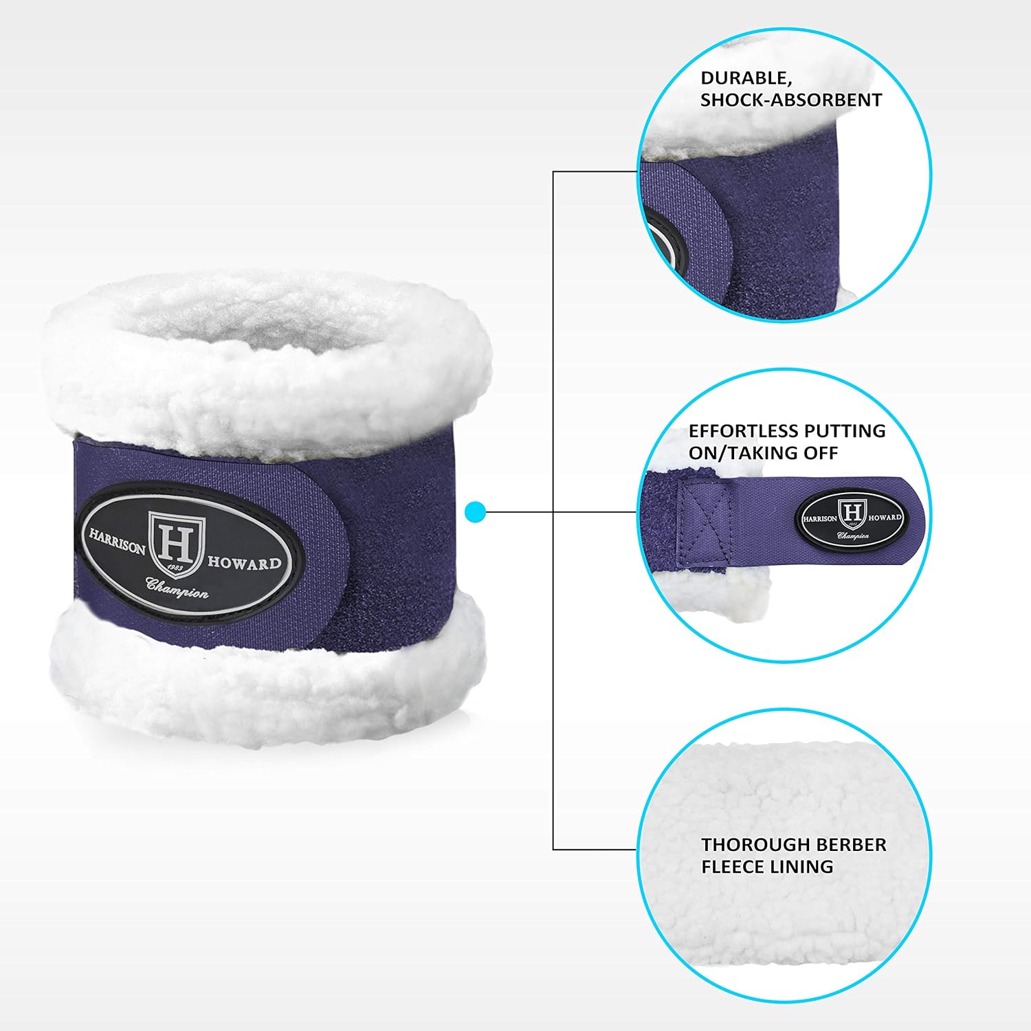 Harrison Howard Premium Horse Pastern Wraps with Berber Fleece Lining-Navy : Pet Supplies