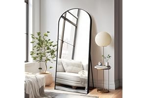 NicBex Arched Full Length Mirror with Stand, 57"x 20" Black Full Body Mirror, Aluminum Alloy Frame Floor Mirror, Free Standing Mirror, Wall-Mounted, for Bedroom Living Room Dressing Room
