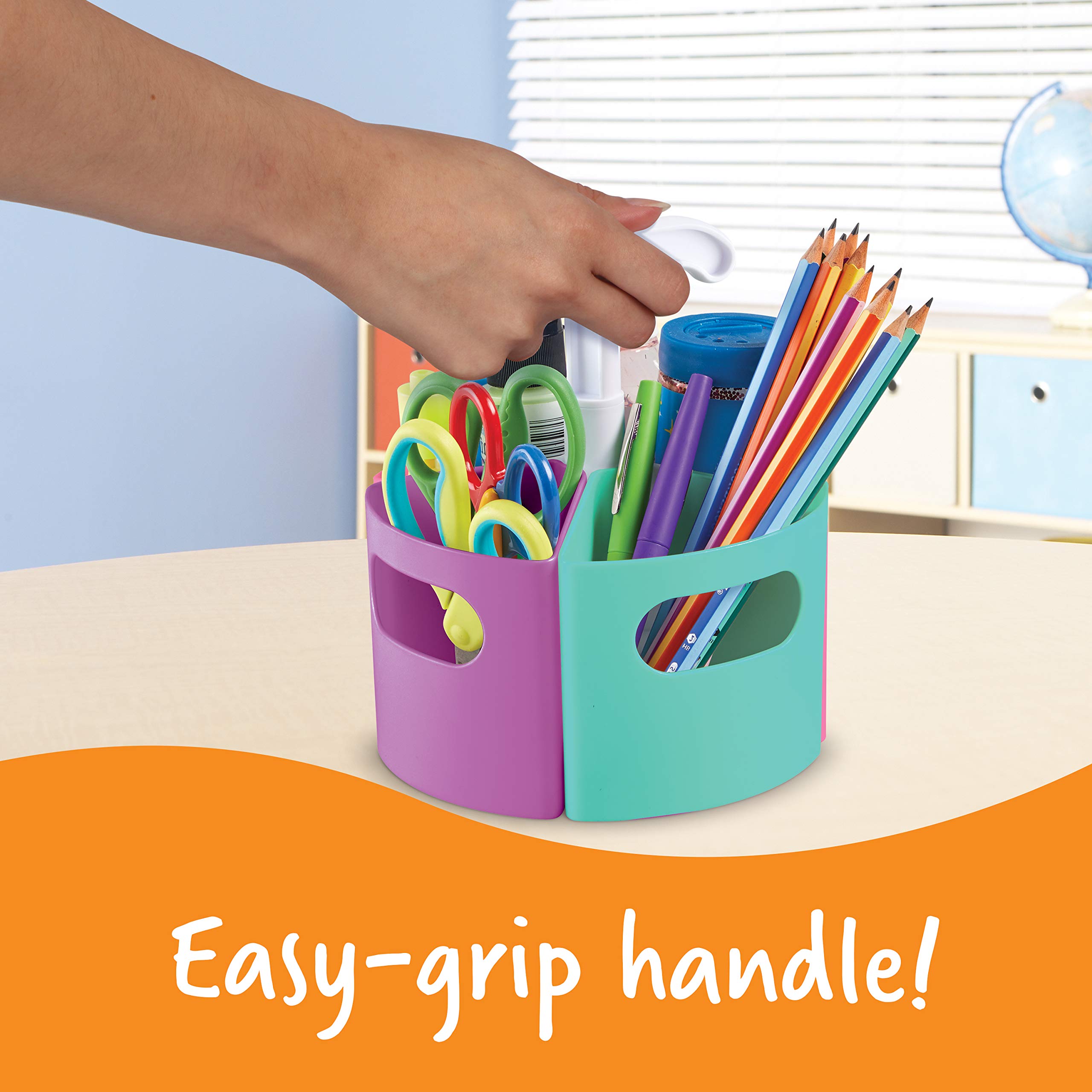 Learning Resources Create-a-Space Storage Mini Center Pink - Classroom Craft Keeper, Maker Space, Small Storage, Teacher Organizer, Home School Accessories, 4 Piece Set