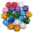 20 Pcs Assorted Color Flash Ball Cat's Favorite Toy Ball Tinsel Pom Poms Flash.