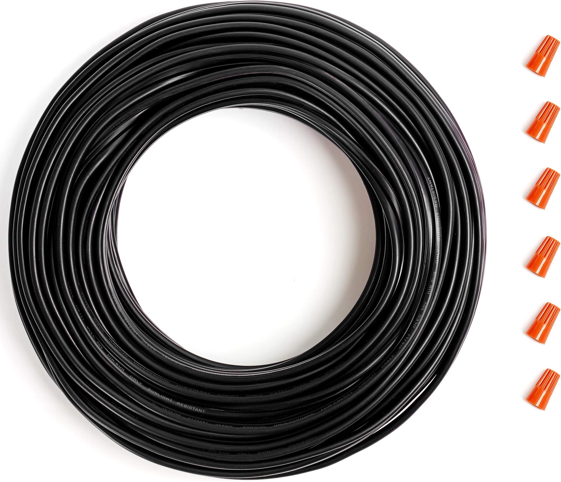 Low Voltage Landscape Lighting Wire - 16/2 Direct Burial Outdoor Cable for LED Garden Lights - 100ft