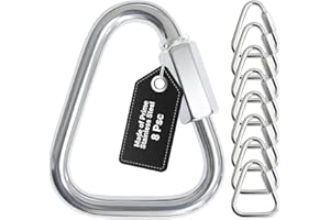 DAJOUJS Triangle Carabiner Clips for Slackline - Heavy Duty Stainless Steel Quick Link Chain Connector - 4/6 /8 Pack