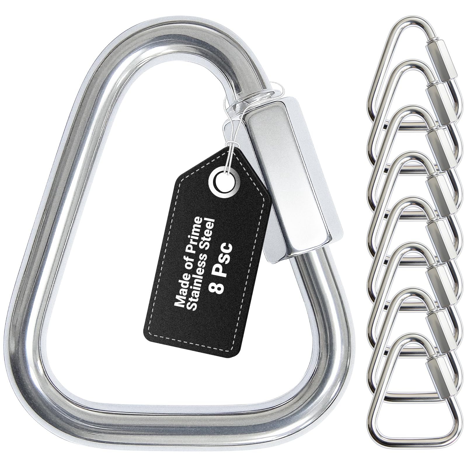 Photo 1 of ***ONLY 6 *** Triangle Carabiner Clips for Slackline - Heavy Duty Stainless Steel Quick Link Chain Connector - 8 Pack