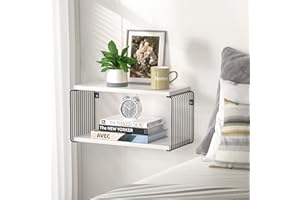 HYDERMUS Floating Nightstand 2 Tier Small Nightstand Modern Geometric Floating Side Tables Bedroom Bedside Shelf Wall Mount for Bathroom Kitchen White