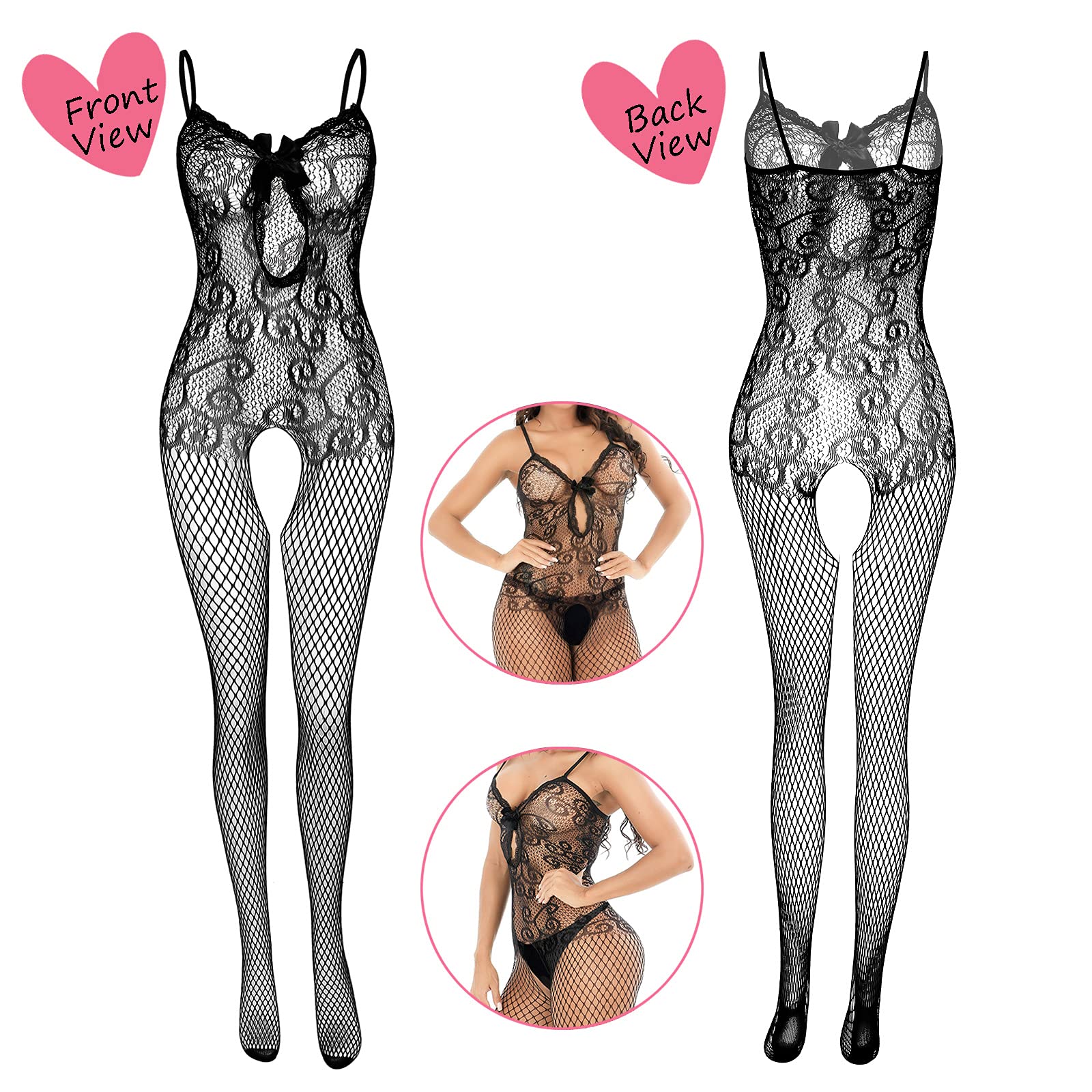 Women's Lace Stockings Lingerie Floral Fishnet Bodysuits Lingerie Nightwear for Romantic Date Wearing