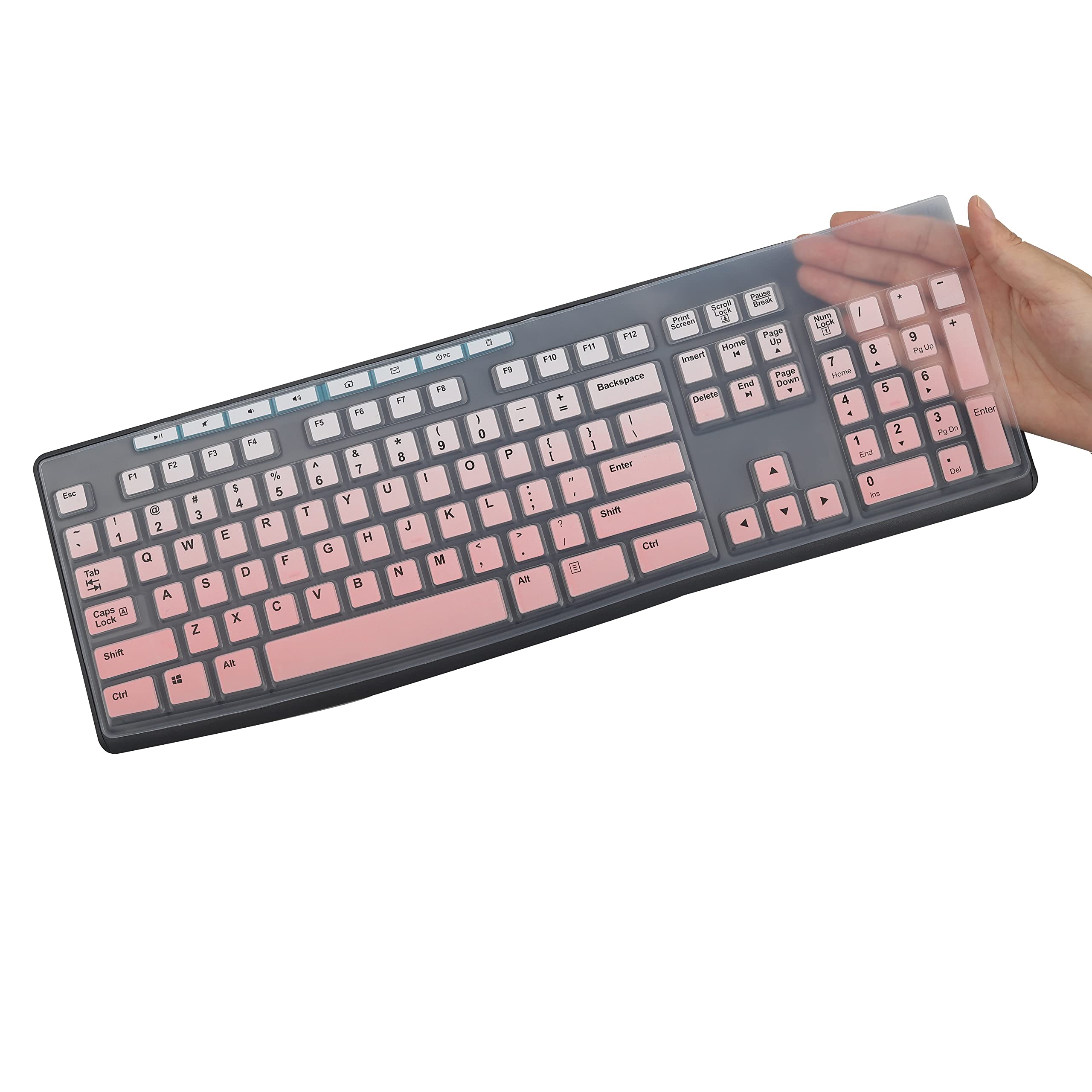 Photo 1 of MUBUY Keyboard Cover Skin Protector Fit Logitech MK295 MK275 MK270 Wireless Keyboard, Logitech K200 K260 K270 MK200 MK260 Keyboard (NOT Fit Other Model Keyboards)-GradualPink