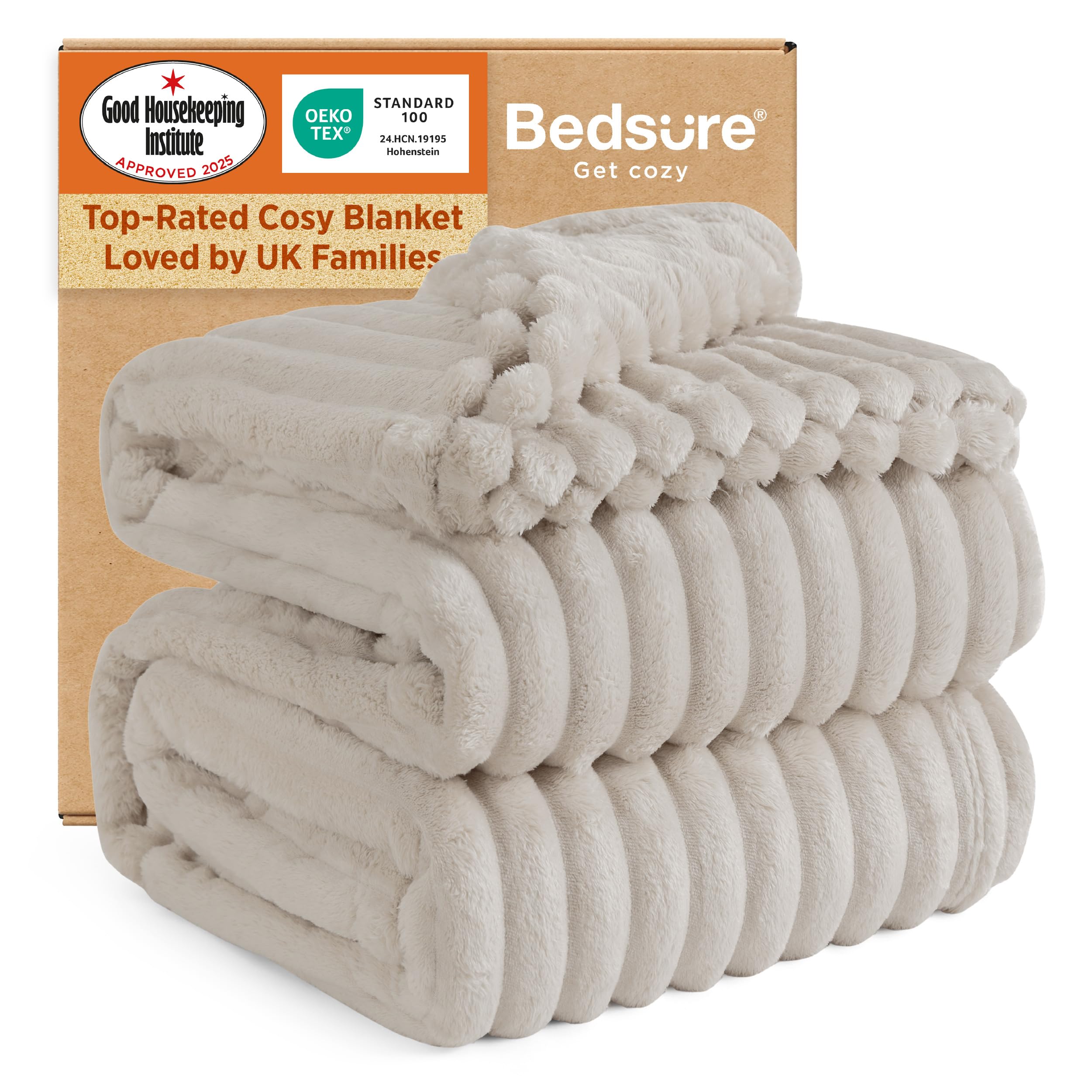 Bedsure Fluffy Fleece Blanket for Bed - Soft Cosy Warm Blankets, Soft Cute Double Size Throw Gifts for Women and Girls, Beigee, 220x240 cm — image 1