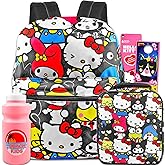 Hello Kitty Backpack with Lunch Box for Girls - Bundle with 16” Hello Kitty School Bag, Lunch Bag, Water Bottle, Stickers, More | Hello Kitty Backpack and Lunchbox Set