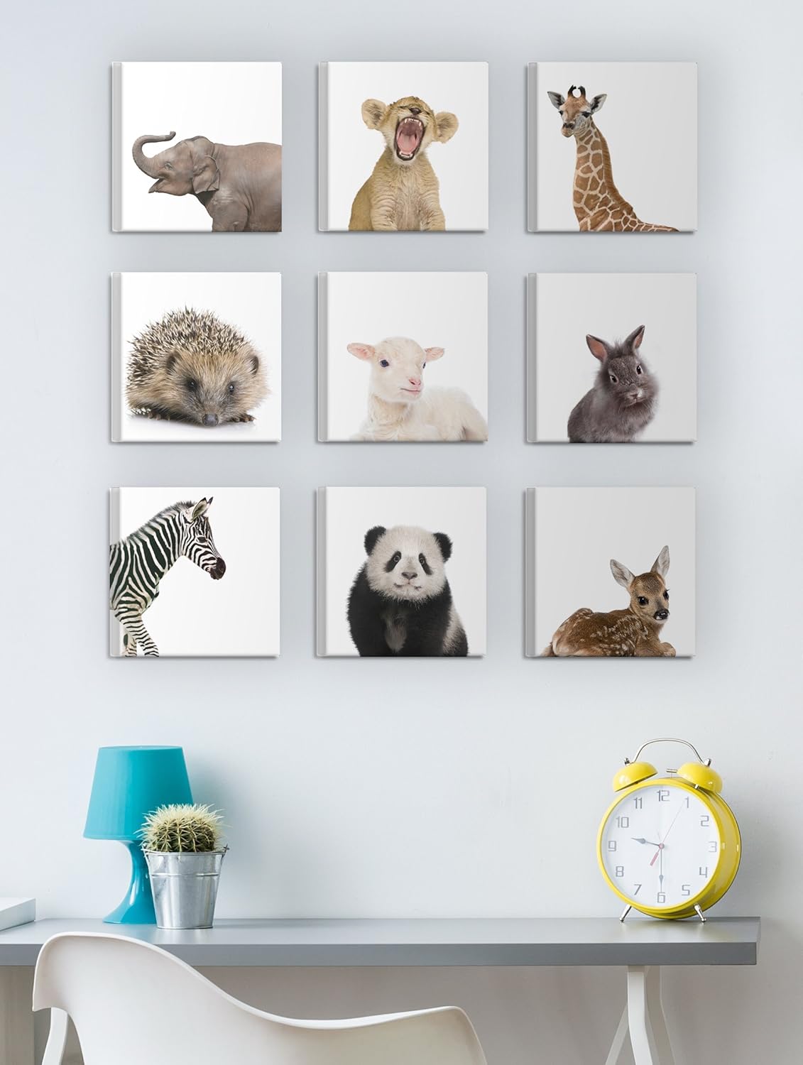 The Stupell Home Decor Collection Baby Animal Studio Portraits 9 Pc Wall Art Set 9 Piece Stupell Industries Nps 101 Cn 9pc 12x12 Home Kitchen Home Decor Accents
