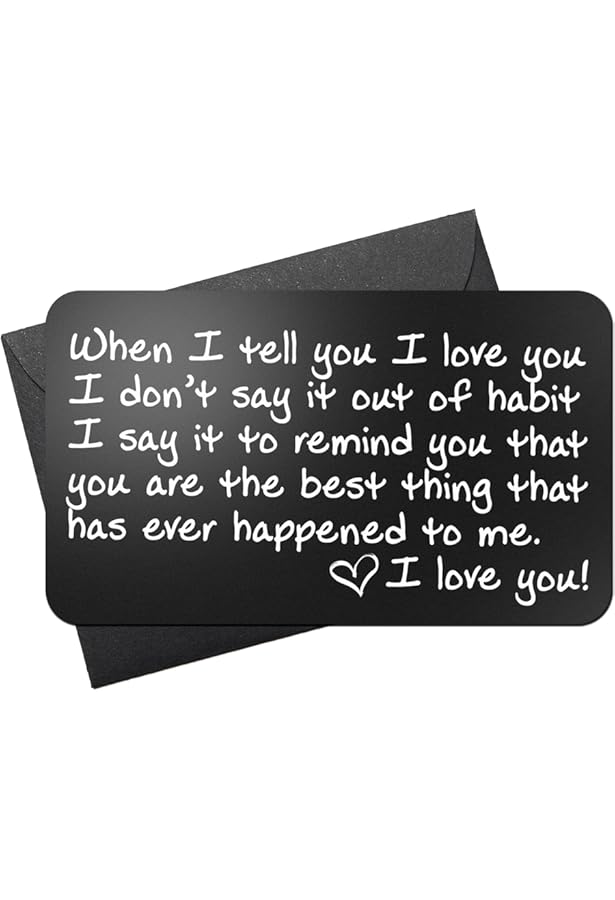 Amazon Com Wallet Card Love Note Engraved Aluminum Anniversary Gifts For Men Women Husband Gifts From Wife Boyfriend Gift Idea Romantic Gift For Him Or Her Birthday