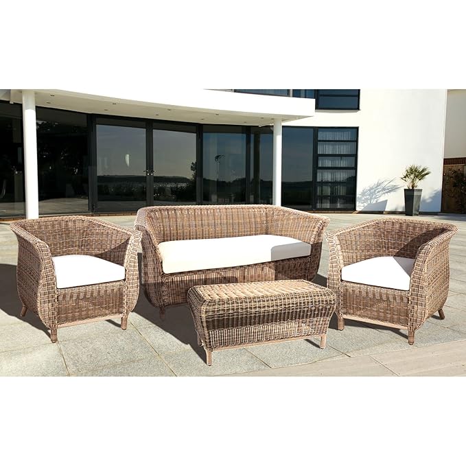 Cozy Bay Jamaica 3 Seater Lounge Set Rattan Garden Furniture Set 3