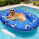 pdpdoc 61"x 43" Dog Pool Float Raft with Handle &amp; Rope, Heavy Duty Inflatable Pet Float for Small Medium Large Dogs Up to 150 Lbs, Dog Floaties for Pool, Beach, Lake, River