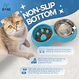 Fur & Bone Double Slow Feeder Raised Dog Bowl Stainless Steel Dual Bowl Set Blue view 6
