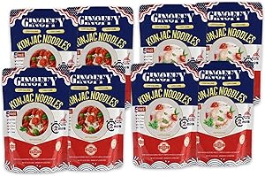Ginoffy Konjac Noodles Gluten-Free Spaghetti Noodles Two Types 62.4 OZ(Pack of 8)| 4 Fettuccine & 4 Angel Hair Shirataki Noodles Organic Low Calorie, Keto, Vegan, Low Carb Pasta Perfect for Healthy Instant Meal, Holiday, Party