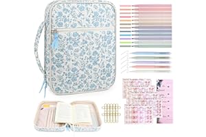 AILEAM Bible Cover Case for Women Large Bible Cover Bag Bible Study Supplies Bible Journaling Kit Book Carrying Case with Bible Highlighters Christian Gifts for Women
