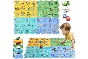 Ubegger Puzzle Racer Kids Car Track Set Puzzle Racer Car Track Set with Roadmap Puzzle Track Car Play Set Toy for Kids 3-8 Years Old(100Pcs, 4 Stytle)