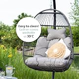 VITA5 Hanging Egg Chair with Frame Polyrattan Cushion Light Grey 150 kg view 7