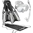 Phantom Aquatics Frameless Snorkel Mask Fin Snorkeling Set