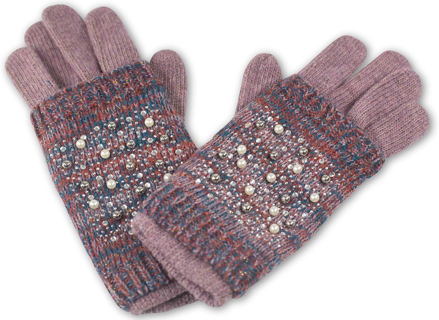 fashionchimp ® 2-in-1 Handschuh für Damen, Stulpe und Fingerhandschuh aus Wolle und Lurex-Garn ...