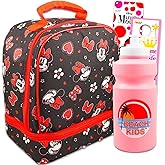 Disney Minnie Mouse Lunch Bag for Girls with 2 Compartments, Water Bottle, Stickers, More