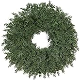 Tulvend 26" Real Touch Christmas Cedar Wreath, Christmas Wreaths for Front Door, Realistic Pine Wreath, Large Green Cypress Wreaths for Home Fireplace Wall Window Porch Outdoor Xmas Holiday Decor