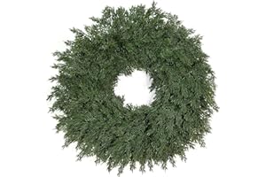 Tulvend 26" Real Touch Christmas Cedar Wreath, Christmas Wreaths for Front Door, Realistic Pine Wreath, Large Green Cypress Wreaths for Home Fireplace Wall Window Porch Outdoor Xmas Holiday Decor
