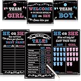 Baby Gender Reveal Party Supplies Kit, Photo Props Games Decorations,Boy or Girl, Includes 3 Game Posters (11x17), 3 Signs (8x10), 1 Erasable Marker, 48 Blue and Pink Voting Stickers