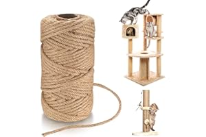 FULUSHOUXI 6mm Jute Rope, 164 Feet/50 m Jute Twine, Natural Hemp Rope, Heavy DutyJute Sisal String Cord Rope for DIY Arts Crafts, Gardening, Bundling, Decorating, Cat Scratching Post, Gift Wrapping (6mm x 164ft)