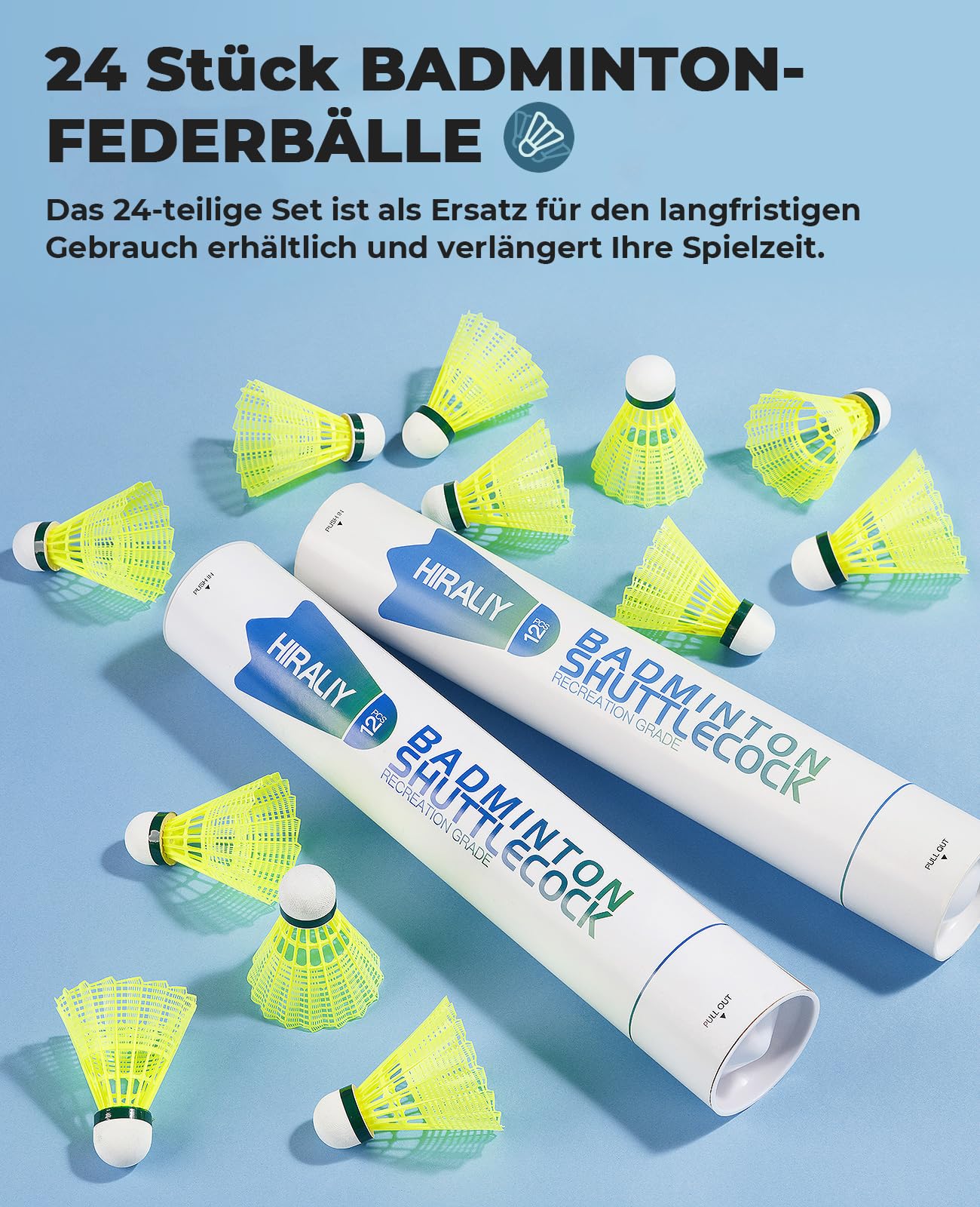 HIRALIY 24 Stück Nylon Federbälle Badminton, Batting Training High Speed Badminton Bälle Stabil und Langlebig, Ideal für Hitting Praxis für Jugendspieler Indoor und Outdoor 2