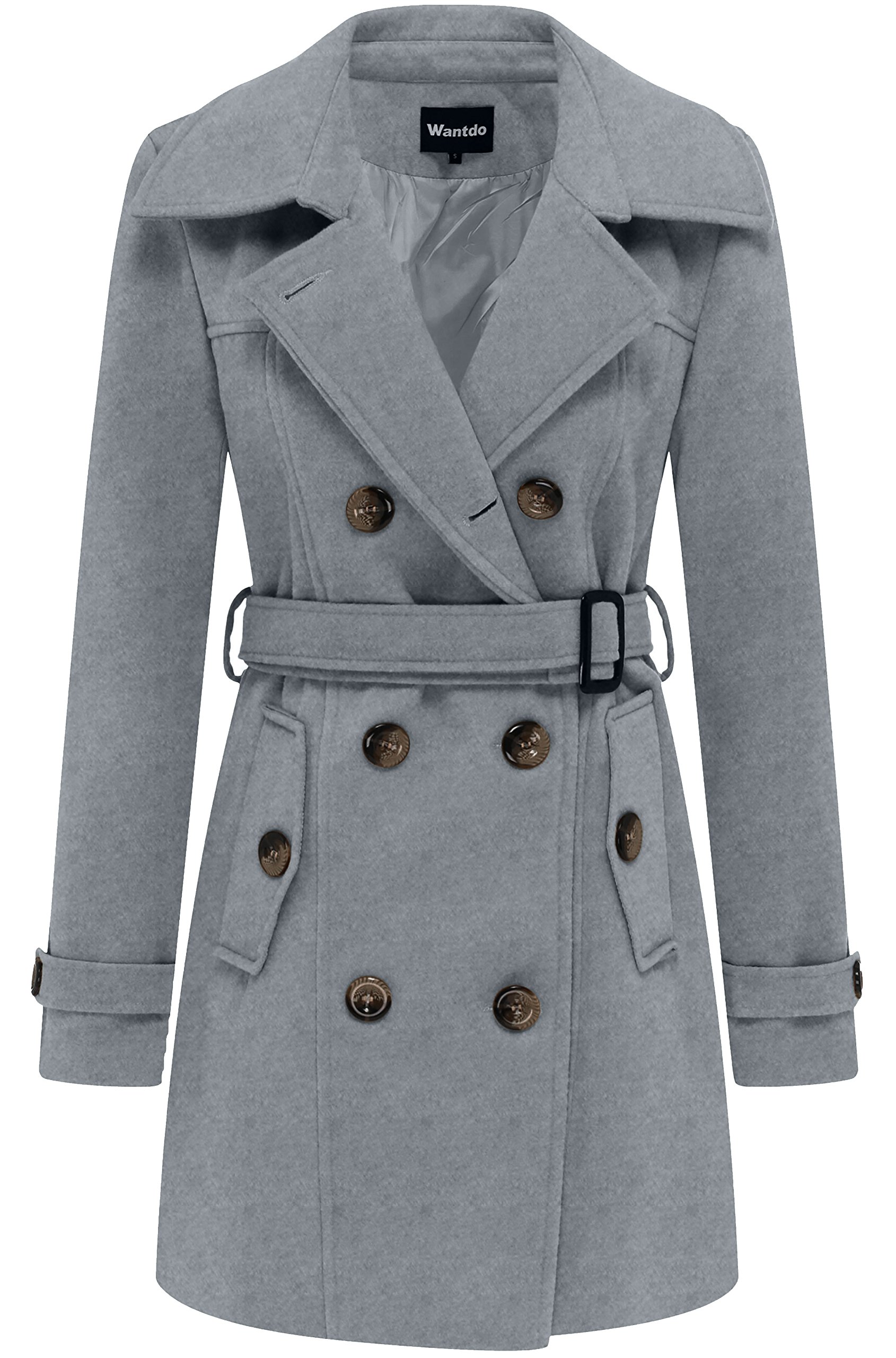 wantdo Women's Double Breasted Pea Coat Winter MidLong Trench Coat with Belt Women Product Review