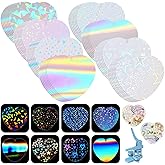 200 Pcs Pin Button Maker Supplies Holographic Film 57 Mm, Heart, 8 Styles | Protective Laminate for Pin Maker Machine, Holographic Sheets for 2.24 Inch Badges, Glitter Material for Button Making Kit